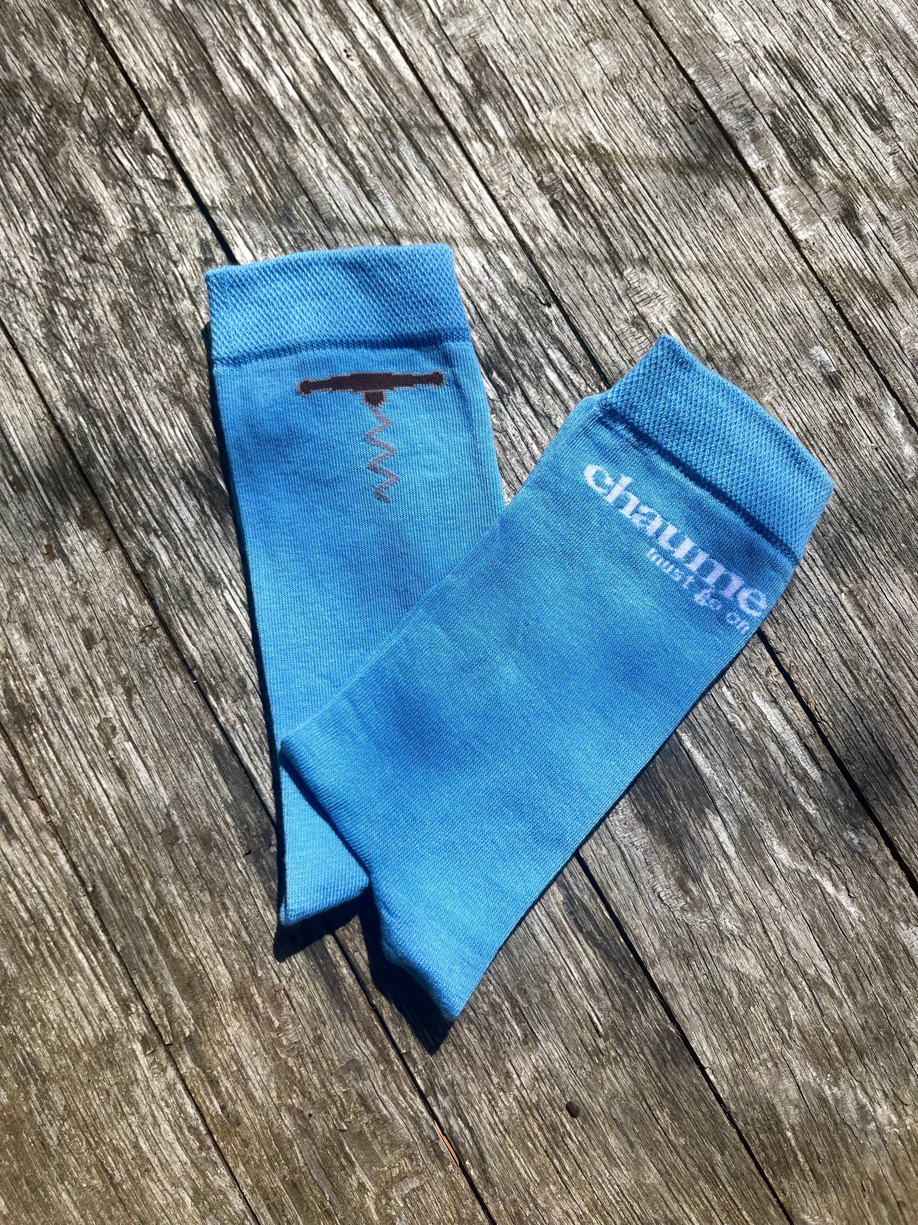 Paire de chaussettes bleu ciel - "Chaume must go on"