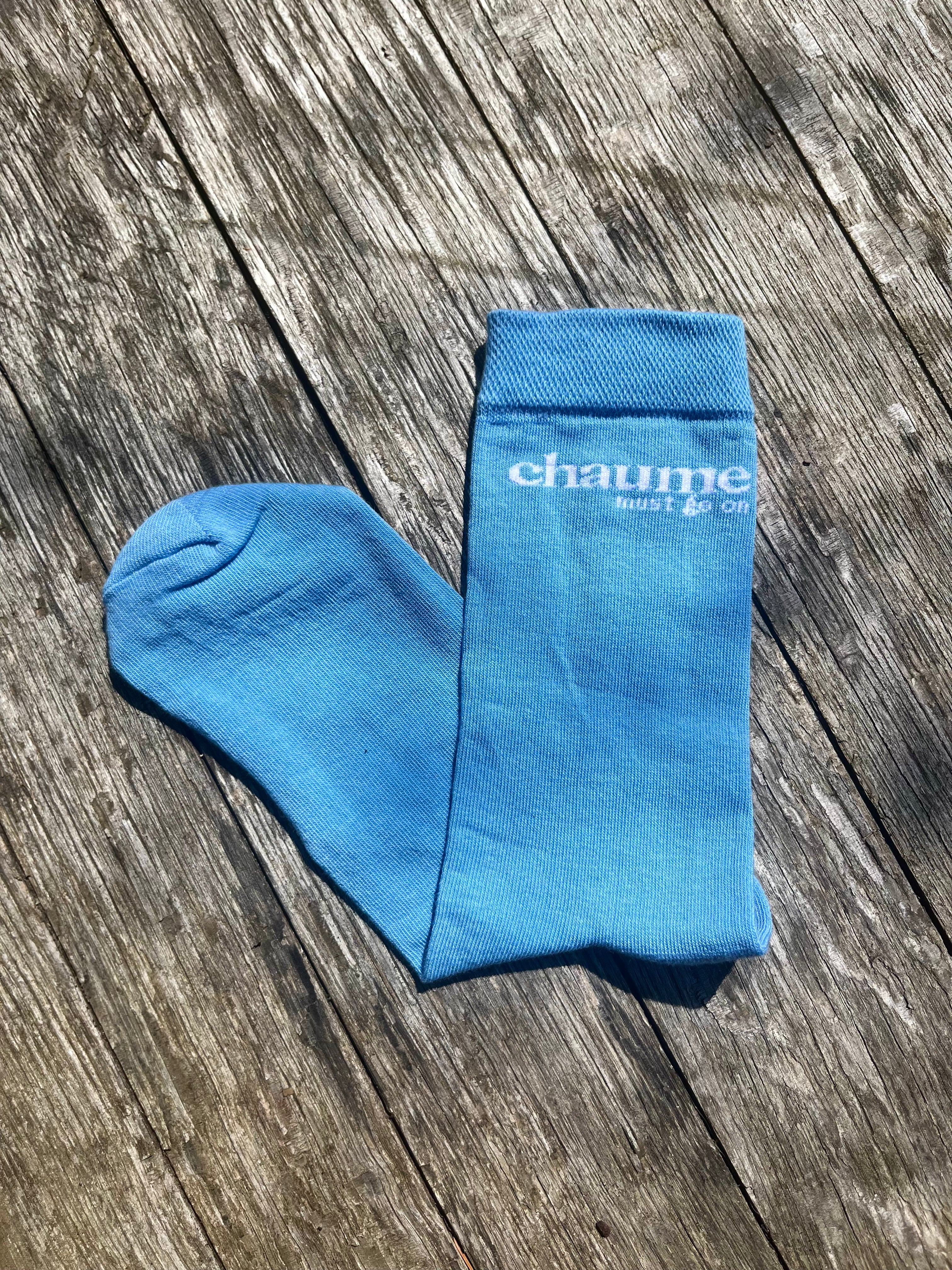 Paire de chaussettes bleu ciel - "Chaume must go on"