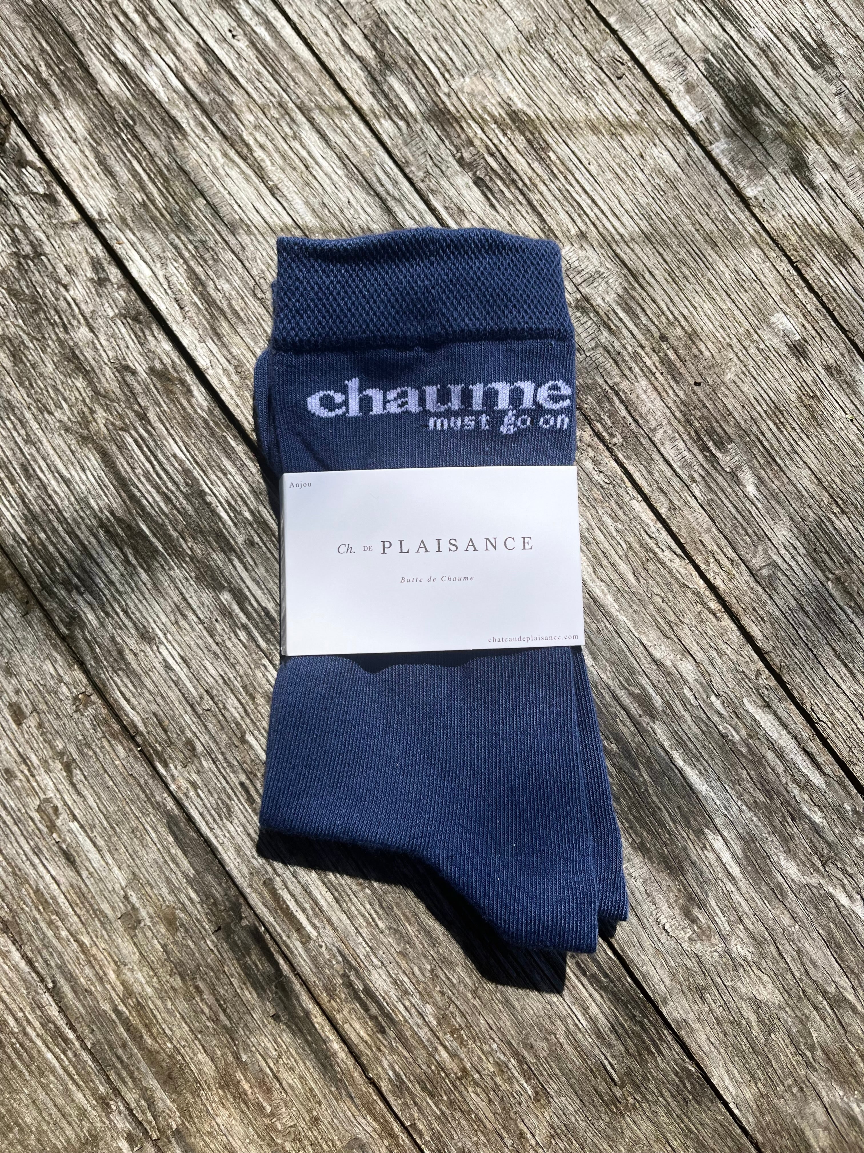 Paire de chaussettes bleu marine - "Chaume must go on"